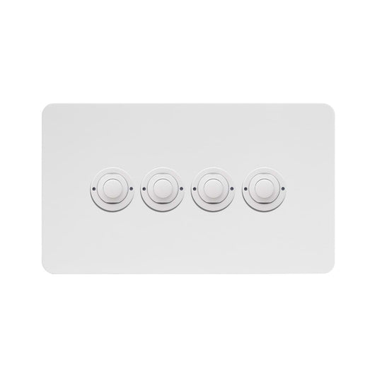 Soho Lighting White Metal 4 Gang 6A 2 Way Retractive Push Button Switch