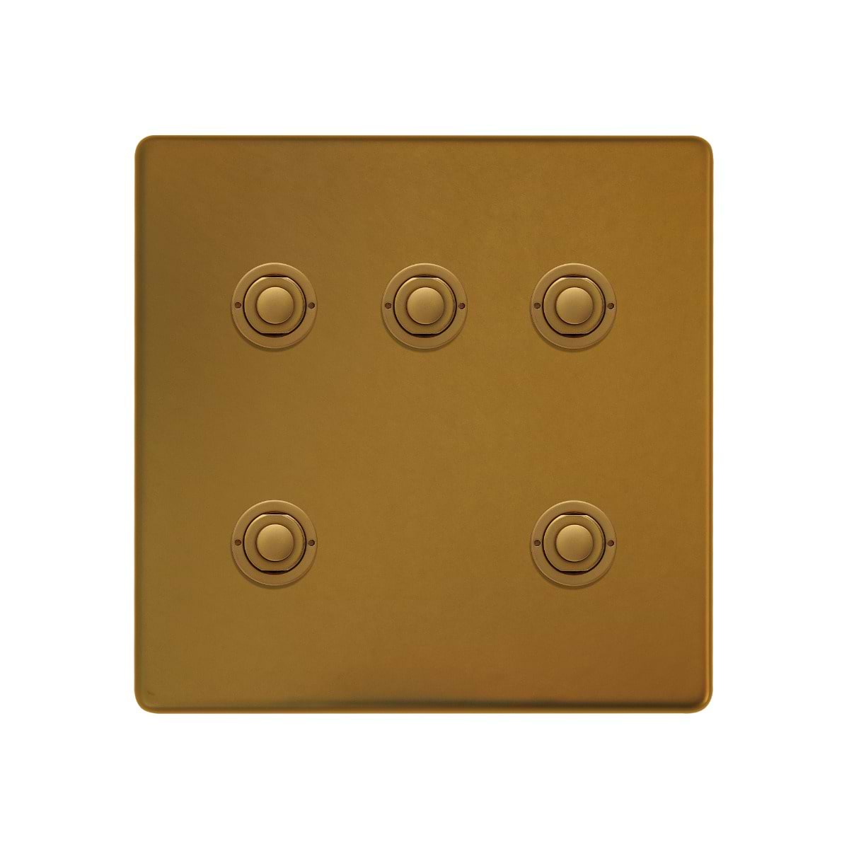Soho Lighting Antique Gold 5 Gang 6A 2 Way Retractive Push Button Switch