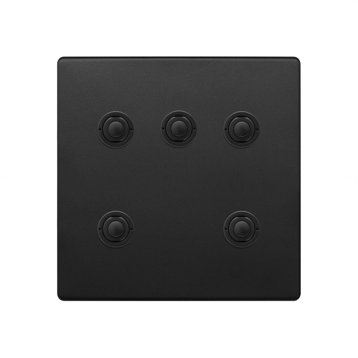 Soho Lighting Matt Black 5 Gang 6A 2 Way Retractive Push Button Switch