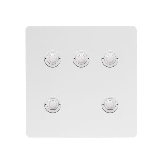 Soho Lighting White Metal 5 Gang 6A 2 Way Retractive Push Button Switch