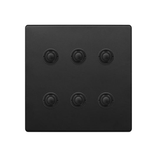 Soho Lighting Matt Black 6 Gang 6A 2 Way Retractive Push Button Switch