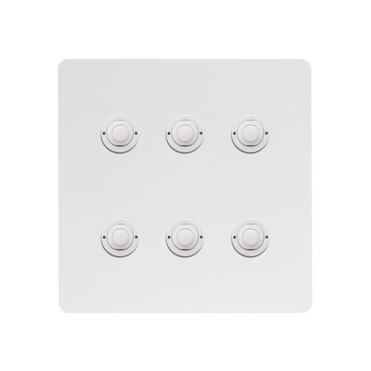 Soho Lighting White Metal 6 Gang 6A 2 Way Retractive Push Button Switch