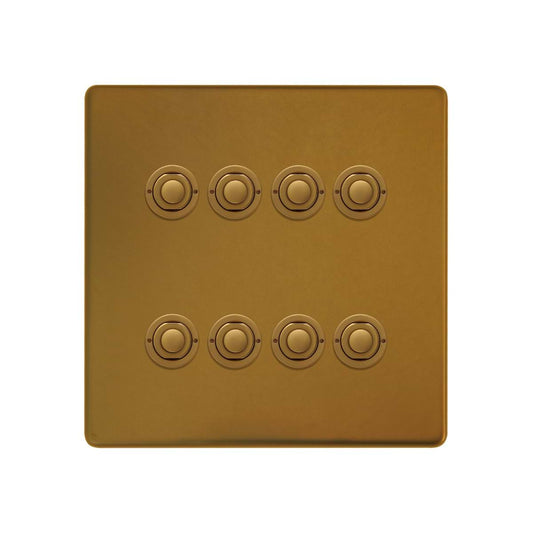Soho Lighting Antique Gold 8 Gang 6A 2 Way Retractive Push Button Switch