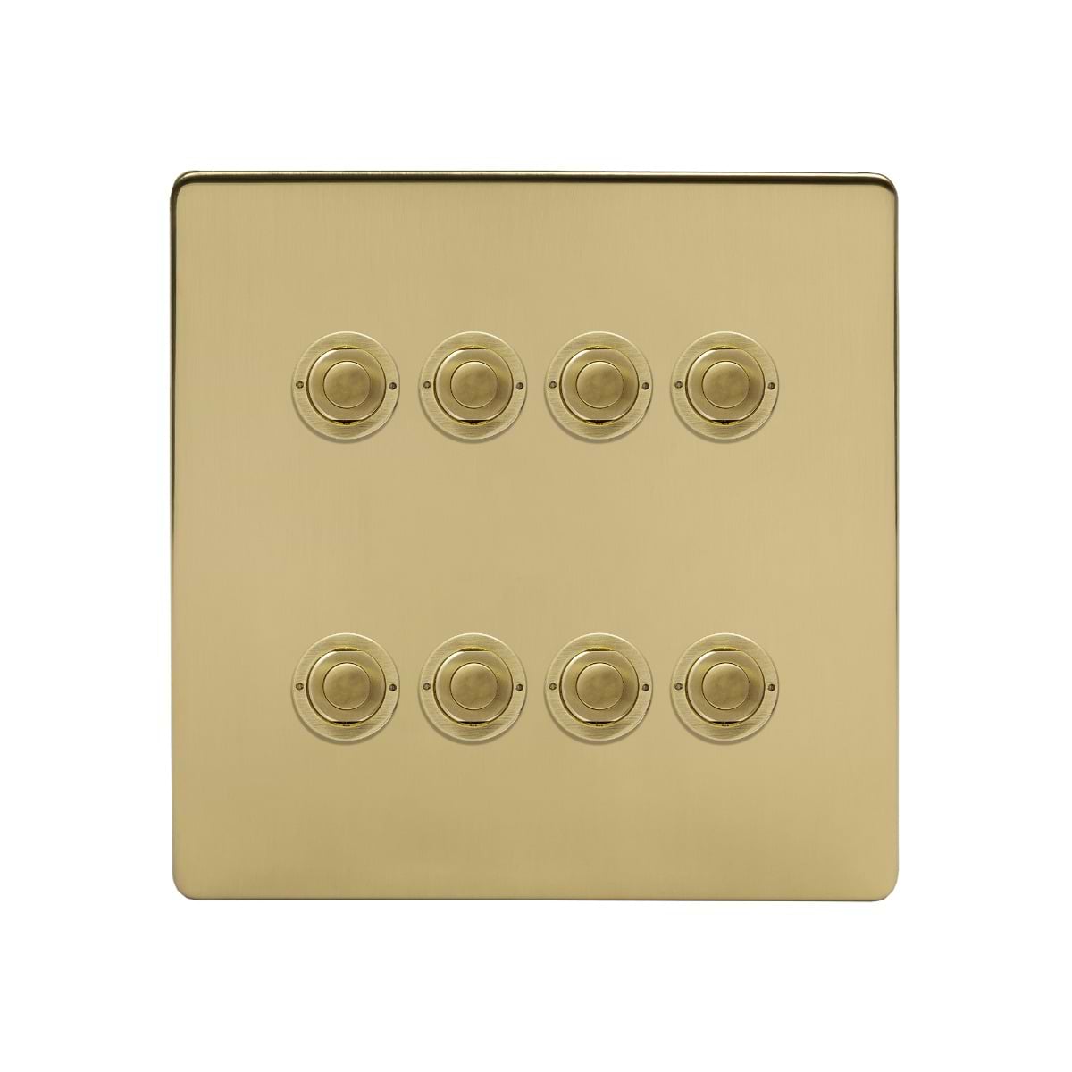 Soho Lighting Brushed Brass 8 Gang 6A 2 Way Retractive Push Button Switch