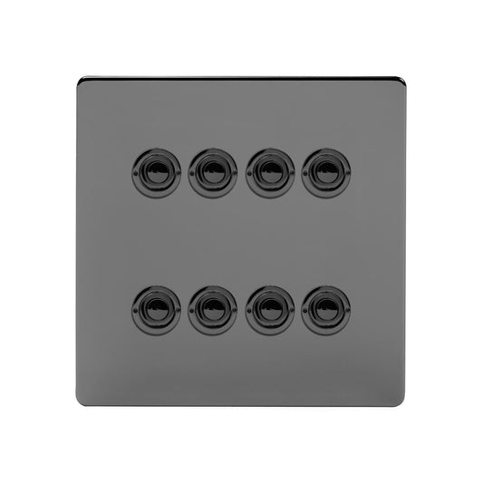 Soho Lighting Black Nickel 8 Gang 6A 2 Way Retractive Push Button Switch