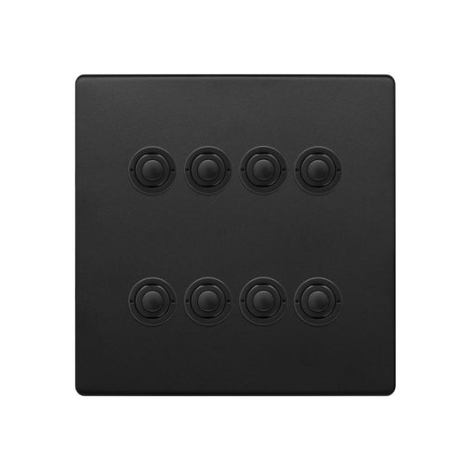 Soho Lighting Matt Black 8 Gang 6A 2 Way Retractive Push Button Switch