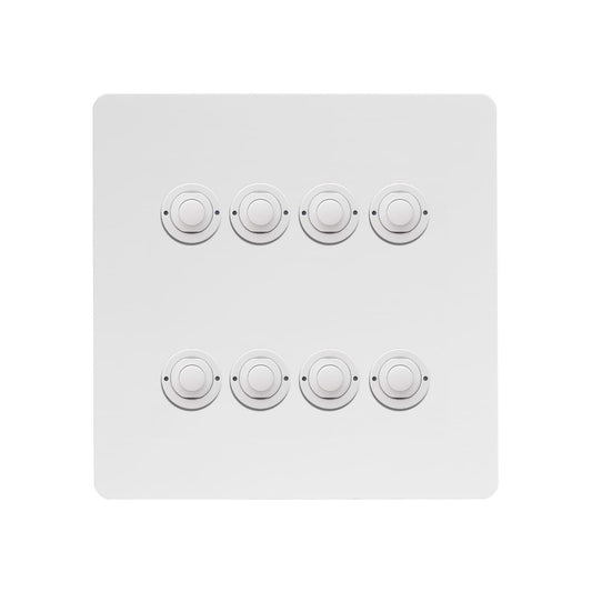 Soho Lighting White Metal 8 Gang 6A 2 Way Retractive Push Button Switch