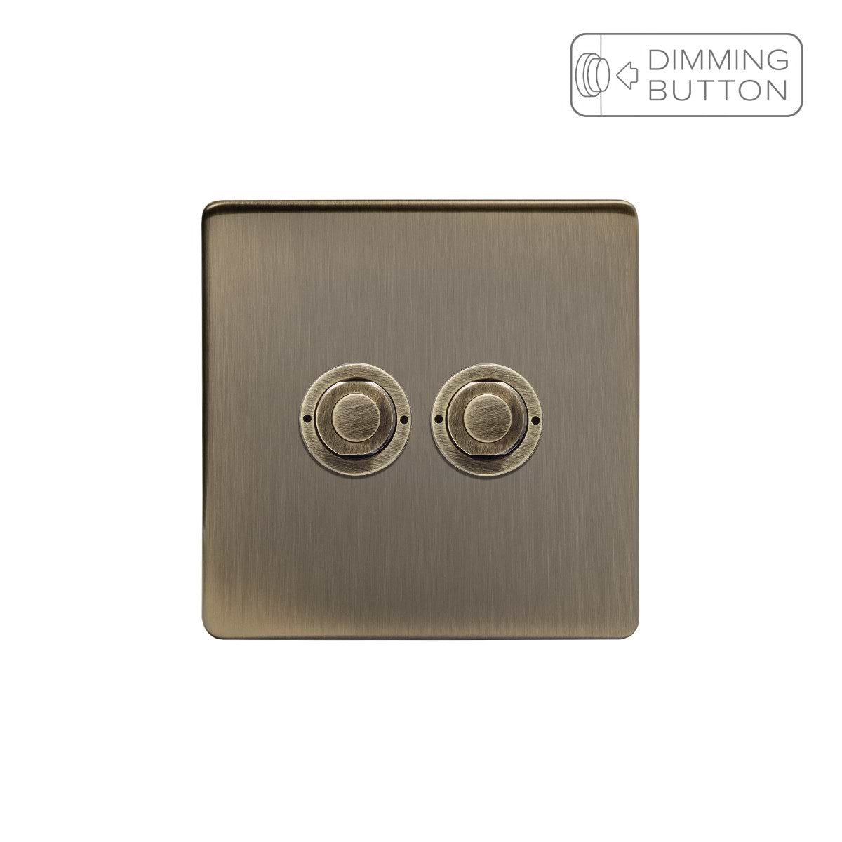Soho Lighting Antique Brass 2 Gang 6A Push Button Dimmer Switch