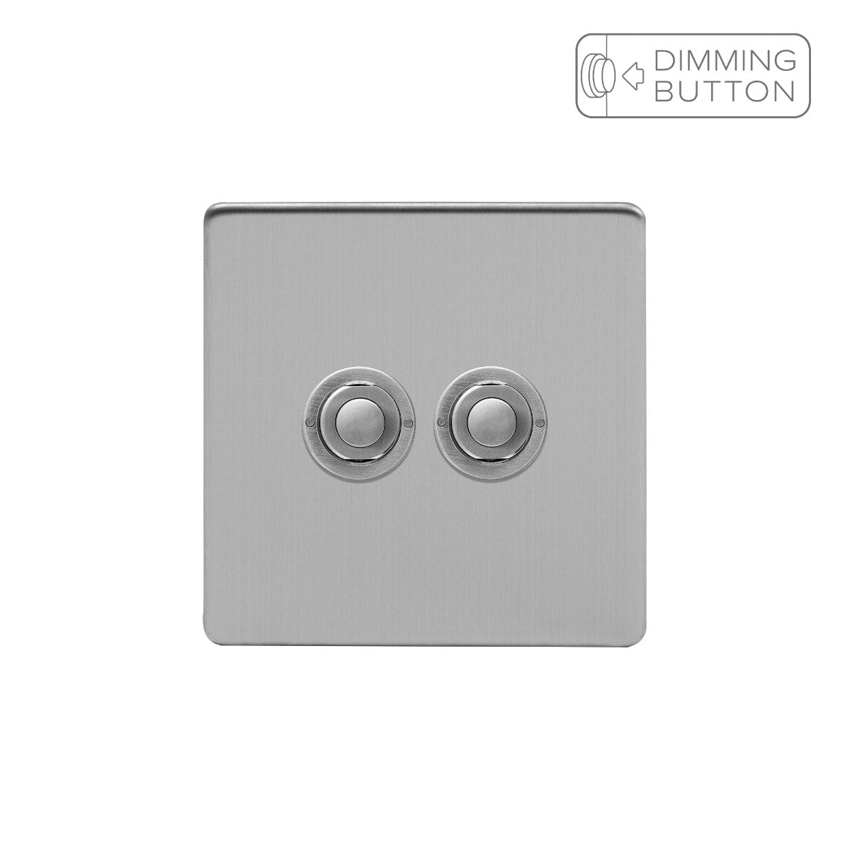 Soho Lighting Brushed Chrome 2 Gang 6A Push Button Dimmer Switch