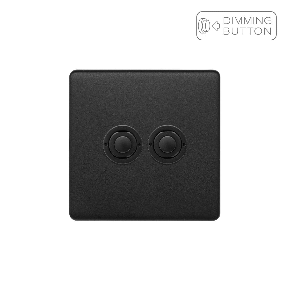Soho Lighting Matt Black 2 Gang 6A Push Button Dimmer Switch