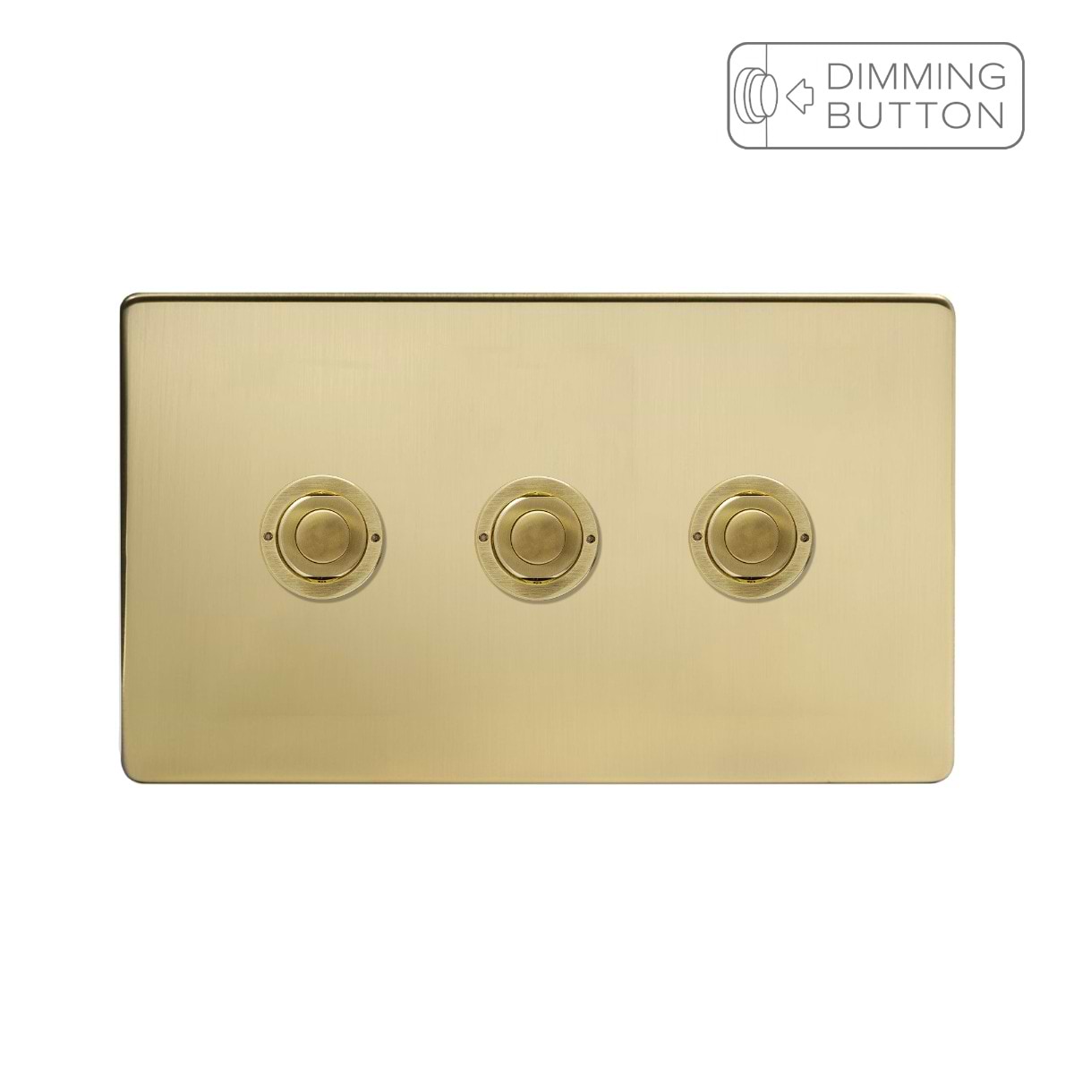 Soho Lighting Brushed Brass 3 Gang 6A Push Button Dimmer Switch