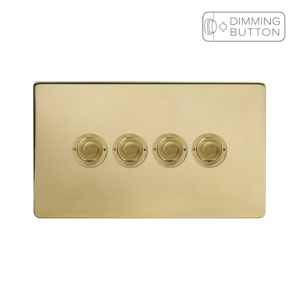 Soho Lighting Brushed Brass 4 Gang 6A Push Button Dimmer Switch