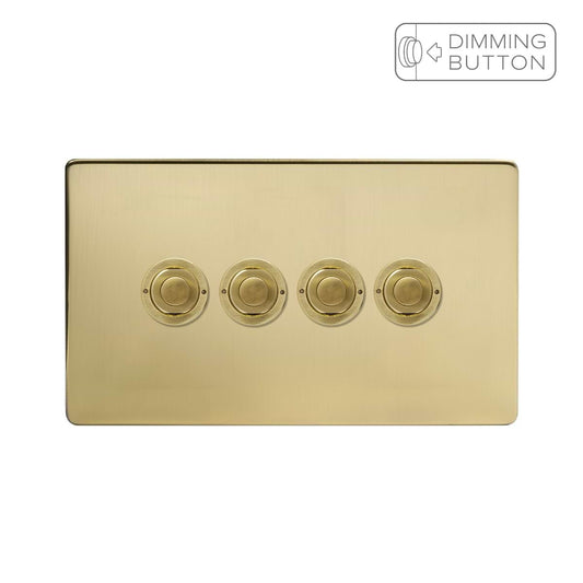 Soho Lighting Brushed Brass 4 Gang 6A Push Button Dimmer Switch