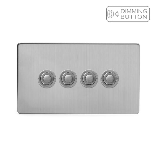 Soho Lighting Brushed Chrome 4 Gang 6A Push Button Dimmer Switch