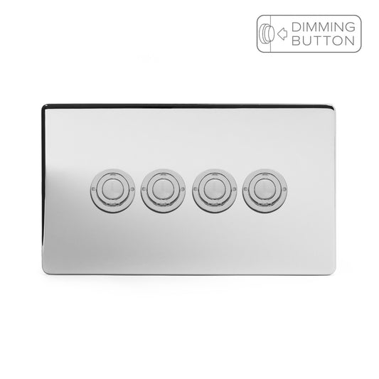 Soho Lighting Polished Chrome 4 Gang 6A Push Button Dimmer Switch