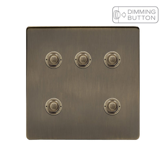 Soho Lighting Antique Brass 5 Gang 6A Push Button Dimmer Switch