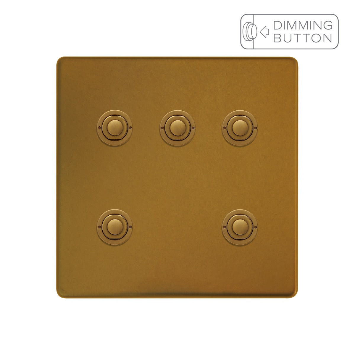 Soho Lighting Antique Gold 5 Gang 6A Push Button Dimmer Switch