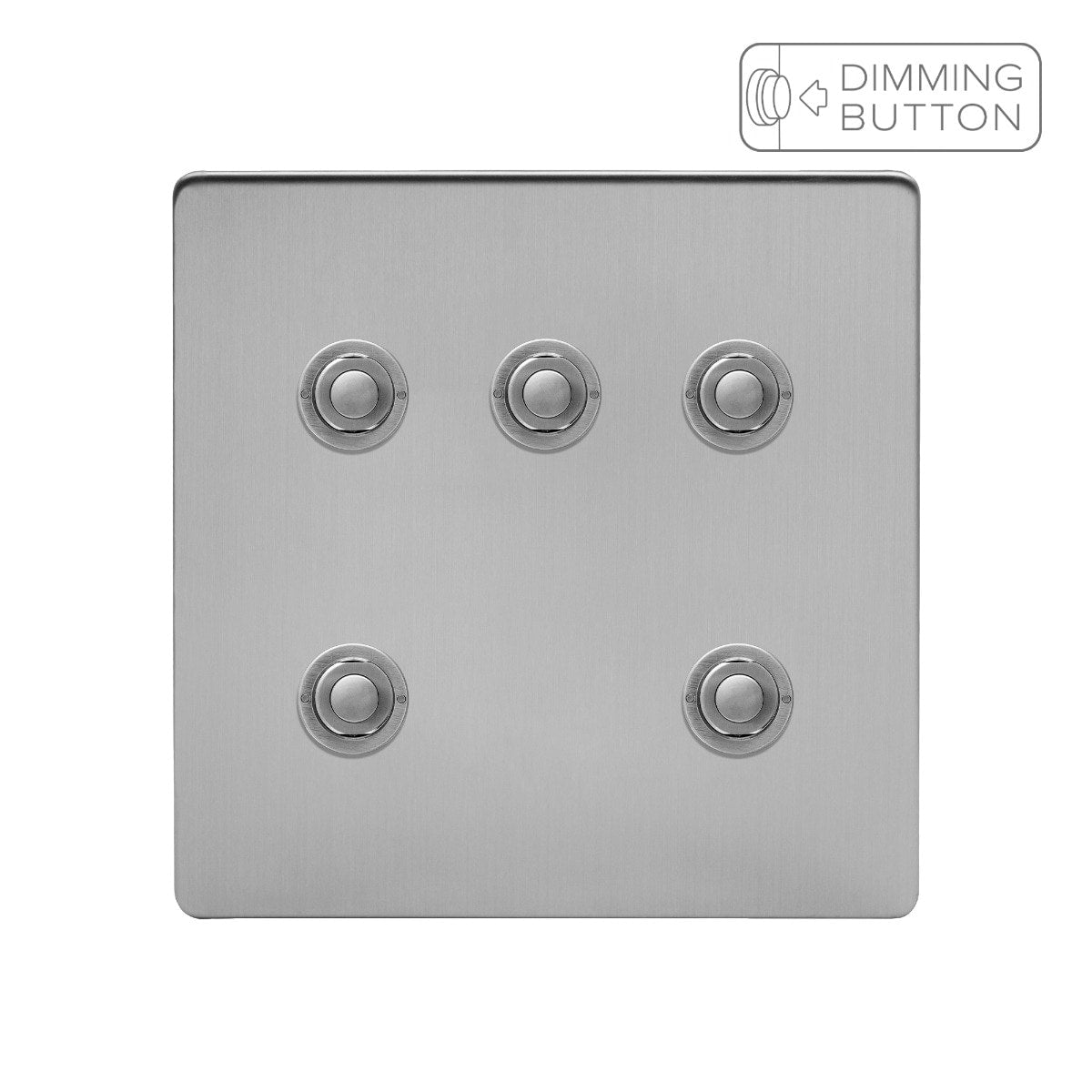 Soho Lighting Brushed Chrome 5 Gang 6A Push Button Dimmer Switch