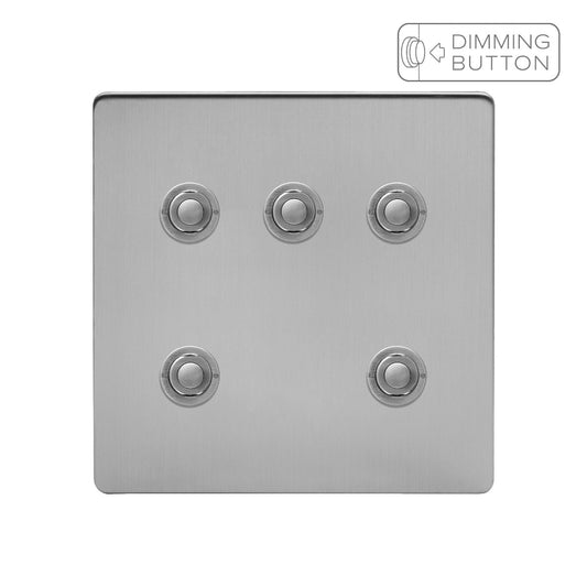 Soho Lighting Brushed Chrome 5 Gang 6A Push Button Dimmer Switch