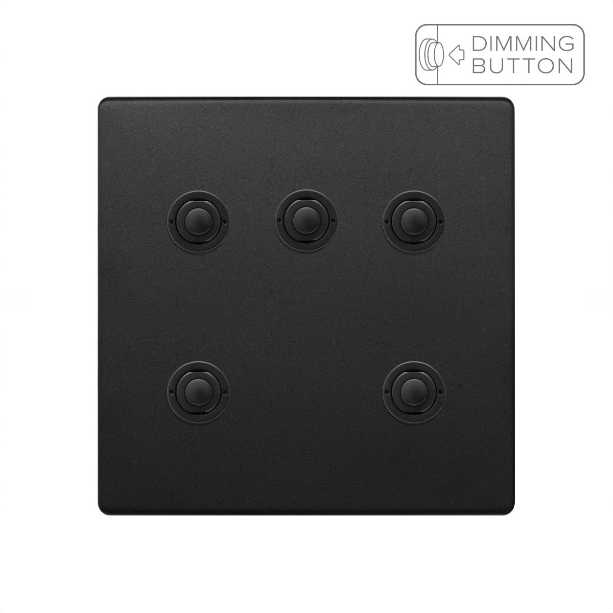 Soho Lighting Matt Black 5 Gang 6A Push Button Dimmer Switch