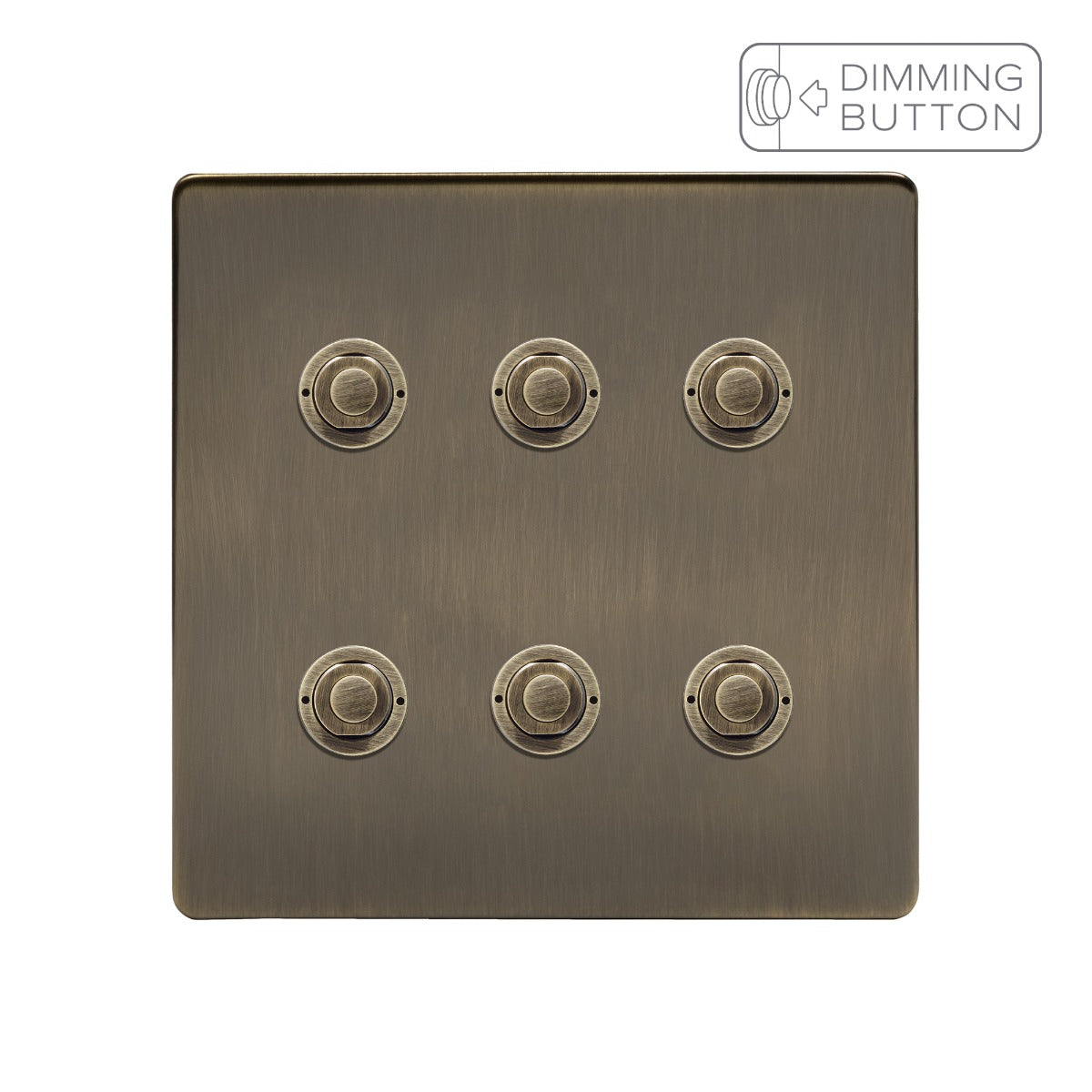 Soho Lighting Antique Brass 6 Gang 6A Push Button Dimmer Switch