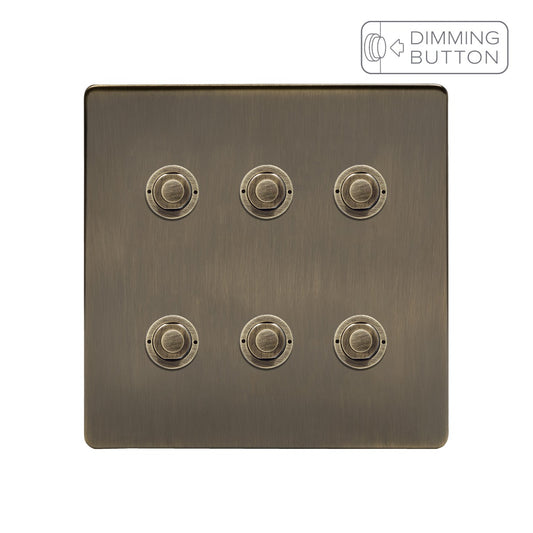 Soho Lighting Antique Brass 6 Gang 6A Push Button Dimmer Switch