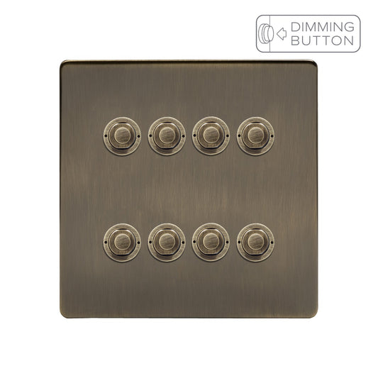 Soho Lighting Antique Brass 8 Gang 6A Push Button Dimmer Switch