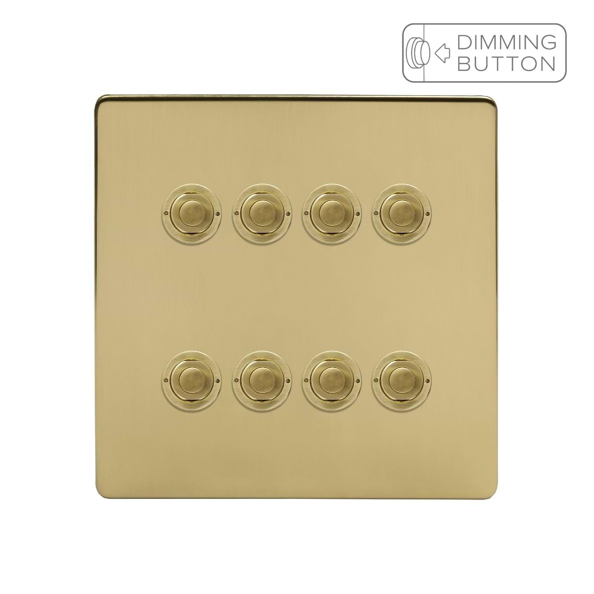 Soho Lighting Brushed Brass 8 Gang 6A Push Button Dimmer Switch