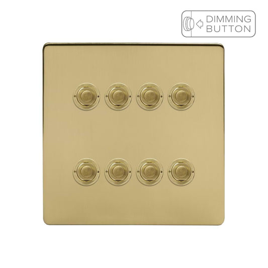 Soho Lighting Brushed Brass 8 Gang 6A Push Button Dimmer Switch