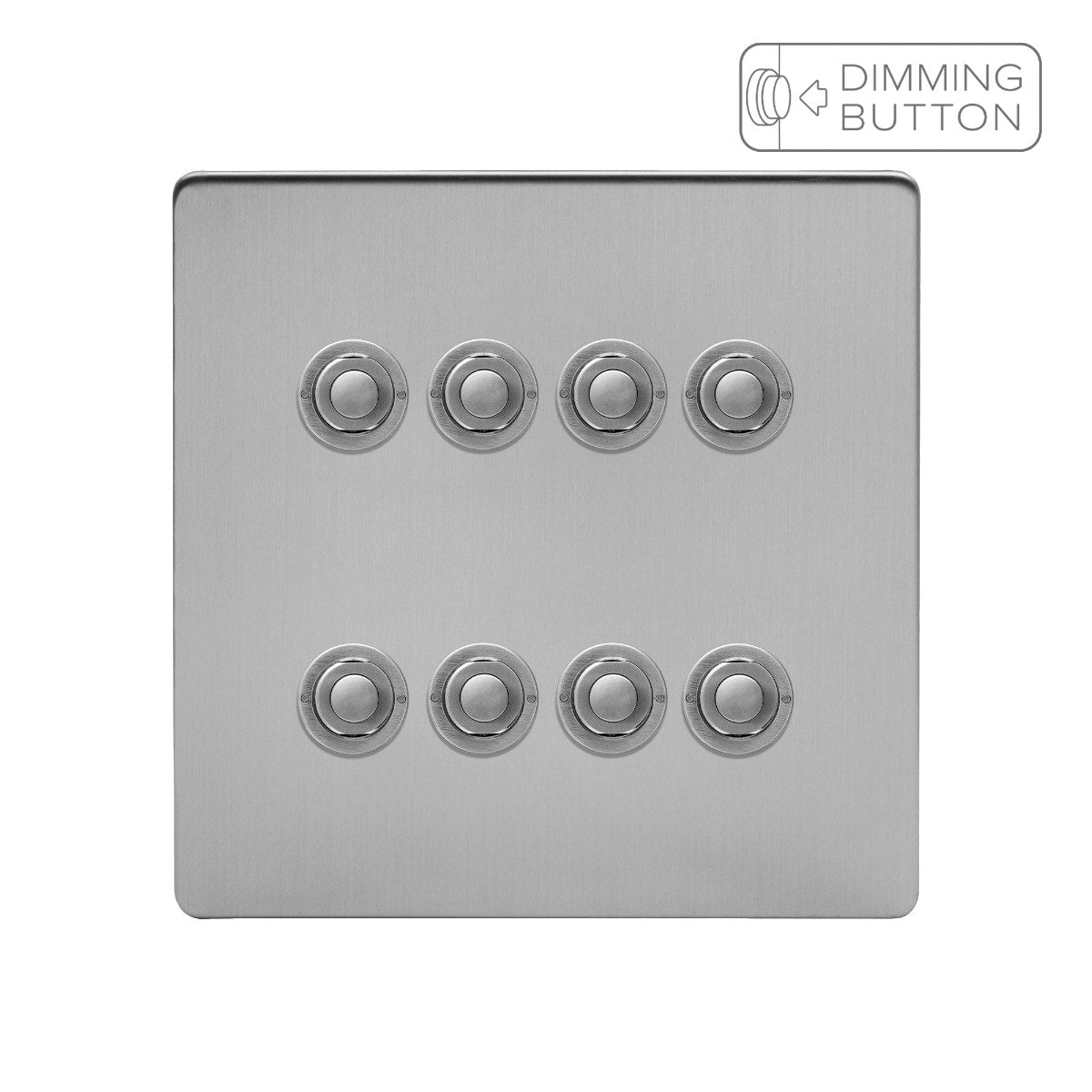 Soho Lighting Brushed Chrome 8 Gang 6A Push Button Dimmer Switch