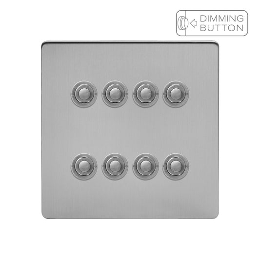 Soho Lighting Brushed Chrome 8 Gang 6A Push Button Dimmer Switch