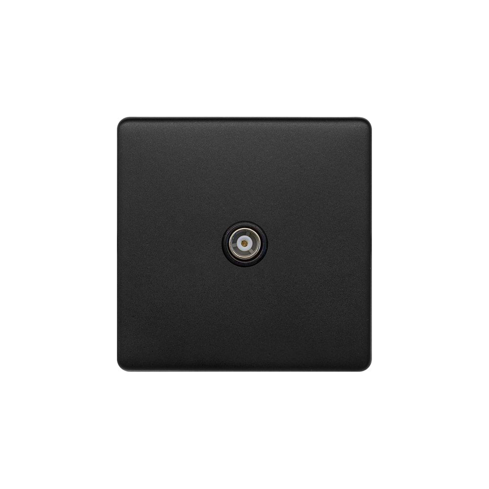 The Camden Collection Matt Black 1 Gang TV Aerial Socket Screwless