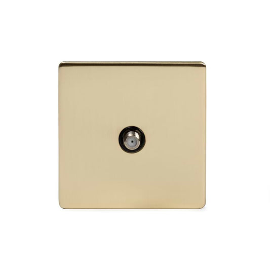 The Savoy Collection Brushed Brass 1 Gang Satellite Socket Black Insert Screwless