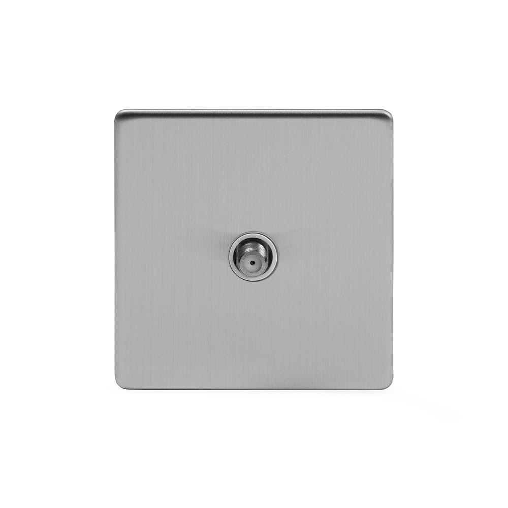 The Lombard Collection Brushed Chrome 1 Gang Satellite Socket Wht Ins Screwless