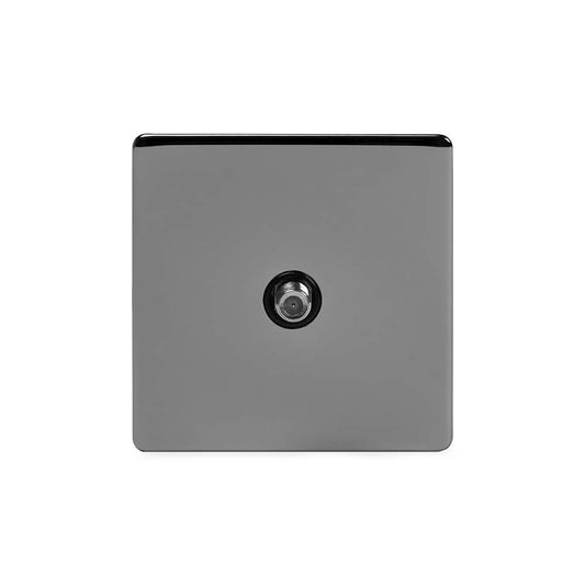 The Connaught Collection Black Nickel 1 Gang Satellite Socket Blk Ins Screwless