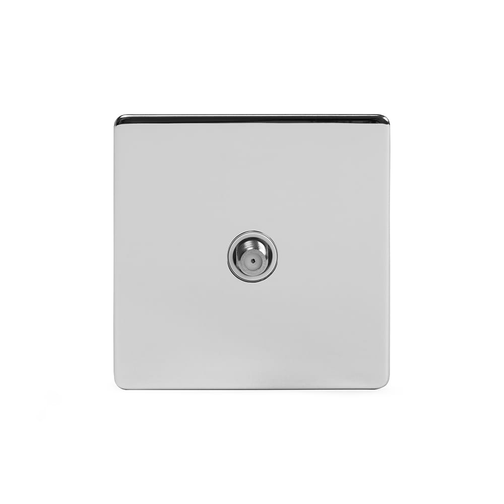 The Finsbury Collection Polished Chrome 1 Gang Satellite Socket Wht Ins Screwless