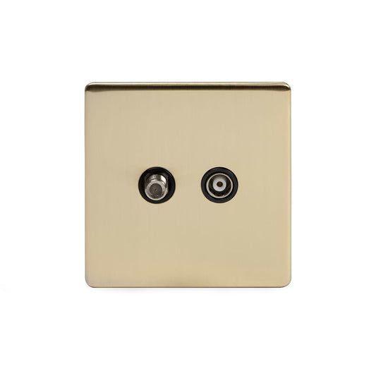 The Savoy Collection Brushed Brass TV+ Satellite Socket Black Insert Screwless