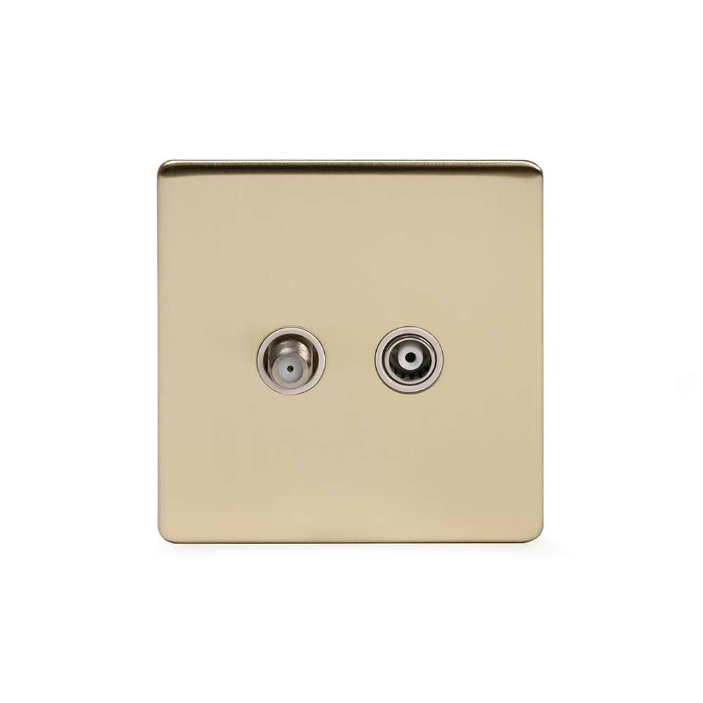 The Savoy Collection Brushed Brass TV+ Satellite Socket Wht Ins Screwless