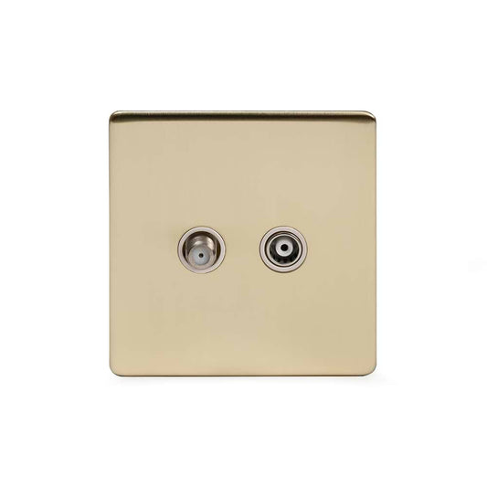 The Savoy Collection Brushed Brass TV+ Satellite Socket Wht Ins Screwless