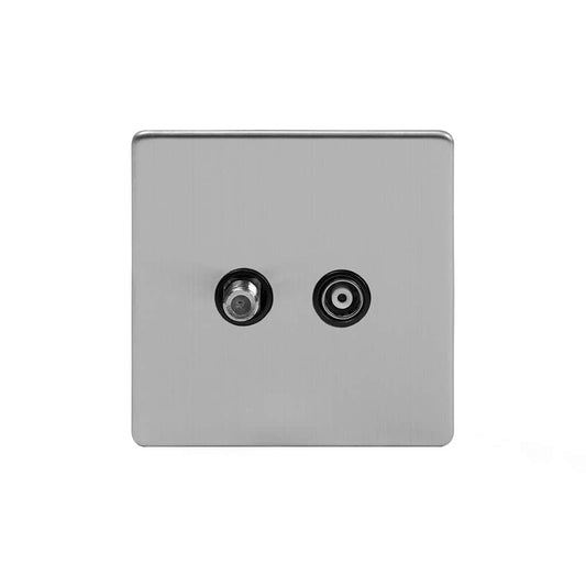 The Lombard Collection Brushed Chrome TV+ Satellite Socket Blk Ins Screwless