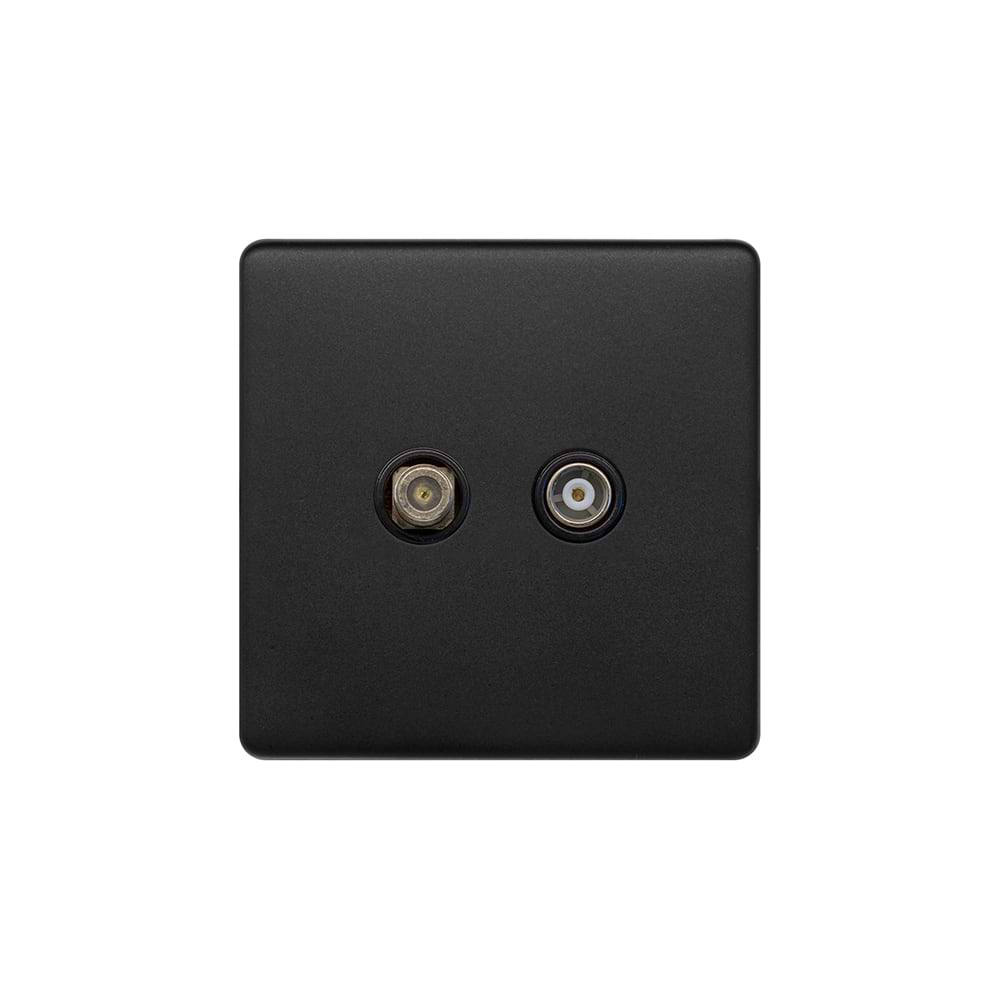 The Camden Collection Matt Black TV& Satellite Socket Screwless