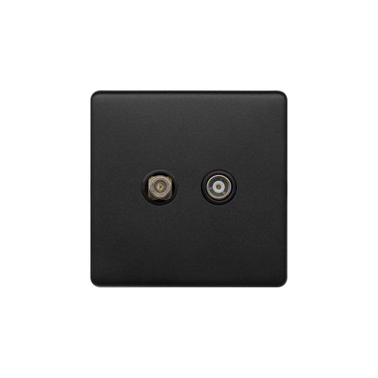 The Camden Collection Matt Black TV& Satellite Socket Screwless
