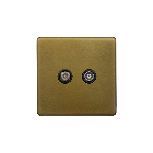 The Belgravia Collection Old Brass TV And Satellite Socket