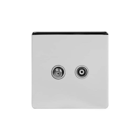 The Finsbury Collection Polished Chrome TV+ Satellite Socket Wht Ins Screwless