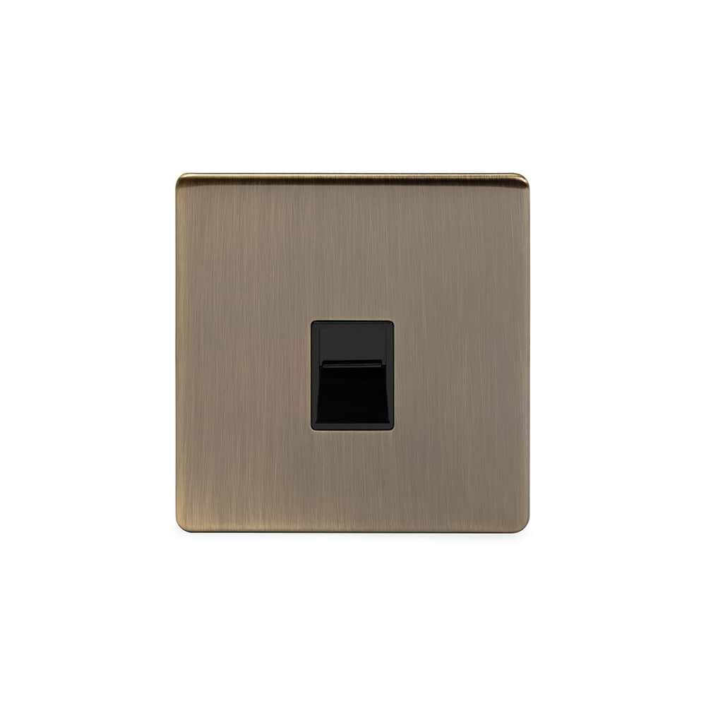 The Charterhouse Collection 1 Gang Telephone Master Socket,BT Blk Ins Screwless Antique Brass
