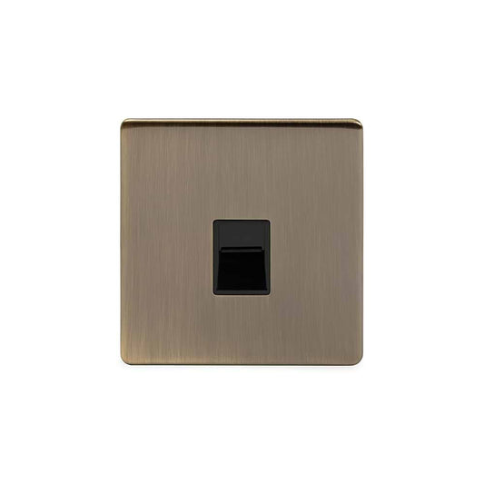 The Charterhouse Collection 1 Gang Telephone Master Socket,BT Blk Ins Screwless Antique Brass