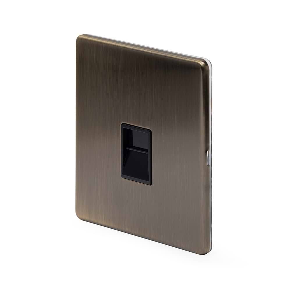 The Charterhouse Collection 1 Gang Telephone Master Socket,BT Blk Ins Screwless Antique Brass