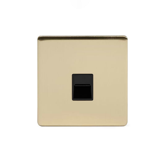 The Savoy Collection Brushed Brass 1 Gang Telephone Master Socket, BT Black Insert Screwless