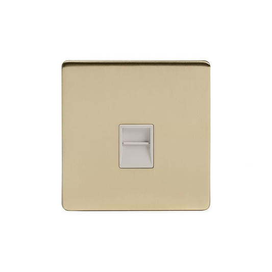 The Savoy Collection Brushed Brass 1 Gang Telephone Master Socket,BT Wht Ins Screwless