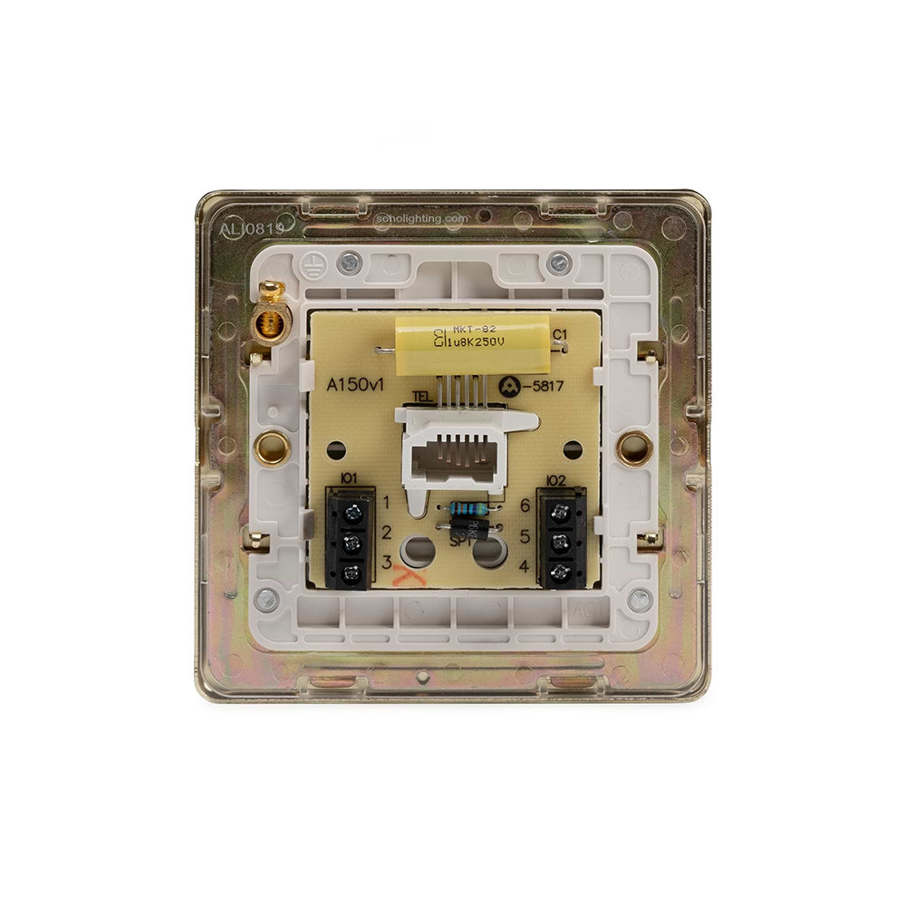 The Savoy Collection Brushed Brass 1 Gang Telephone Master Socket,BT Wht Ins Screwless